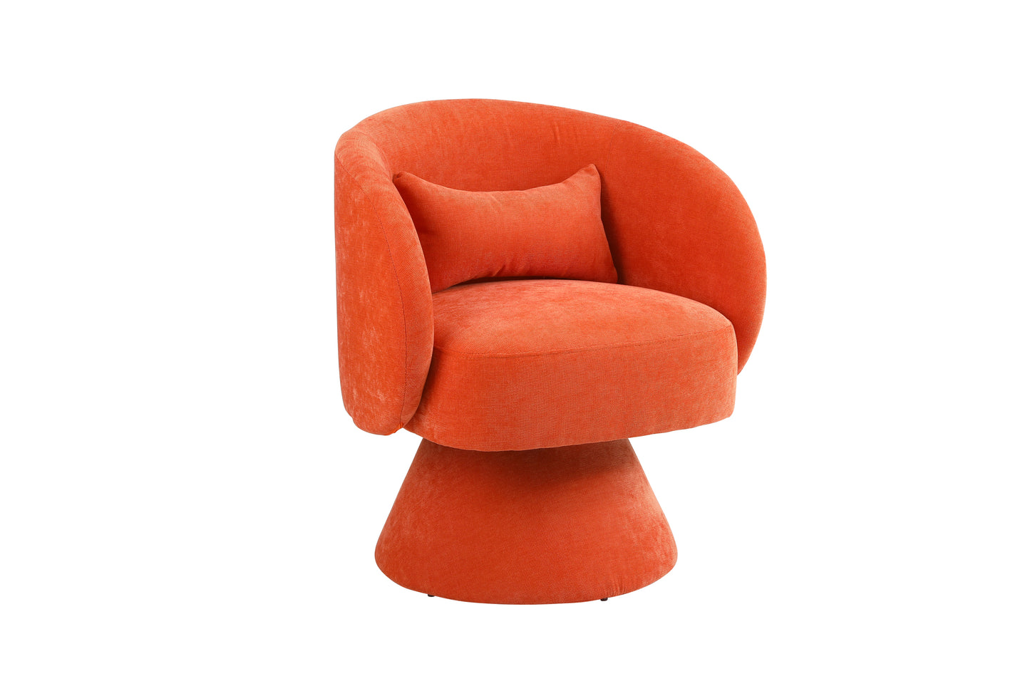 Swivel Accent Chair with a round barrel design for living rooms and bedrooms - Orange