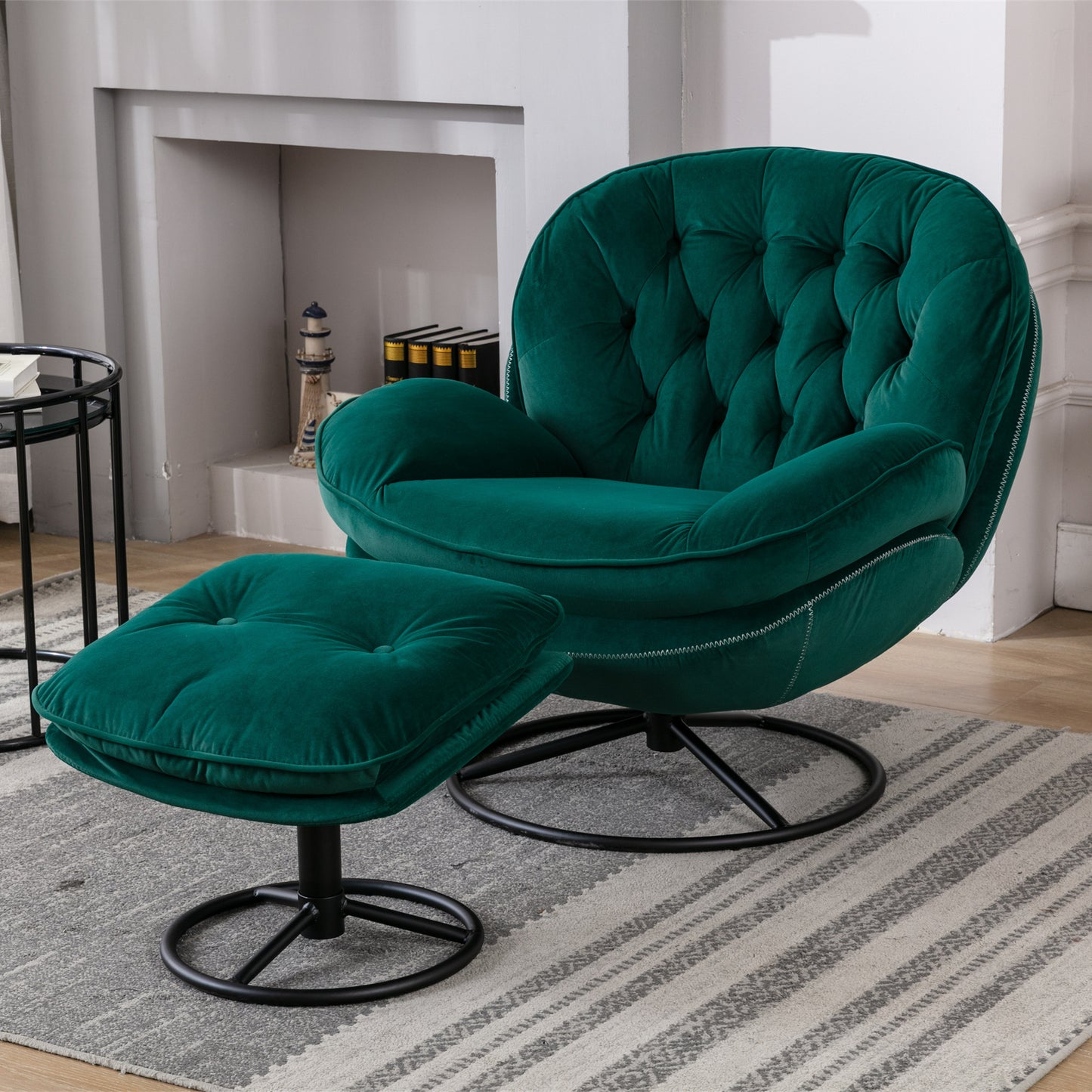 Accent chair with Ottoman - Green