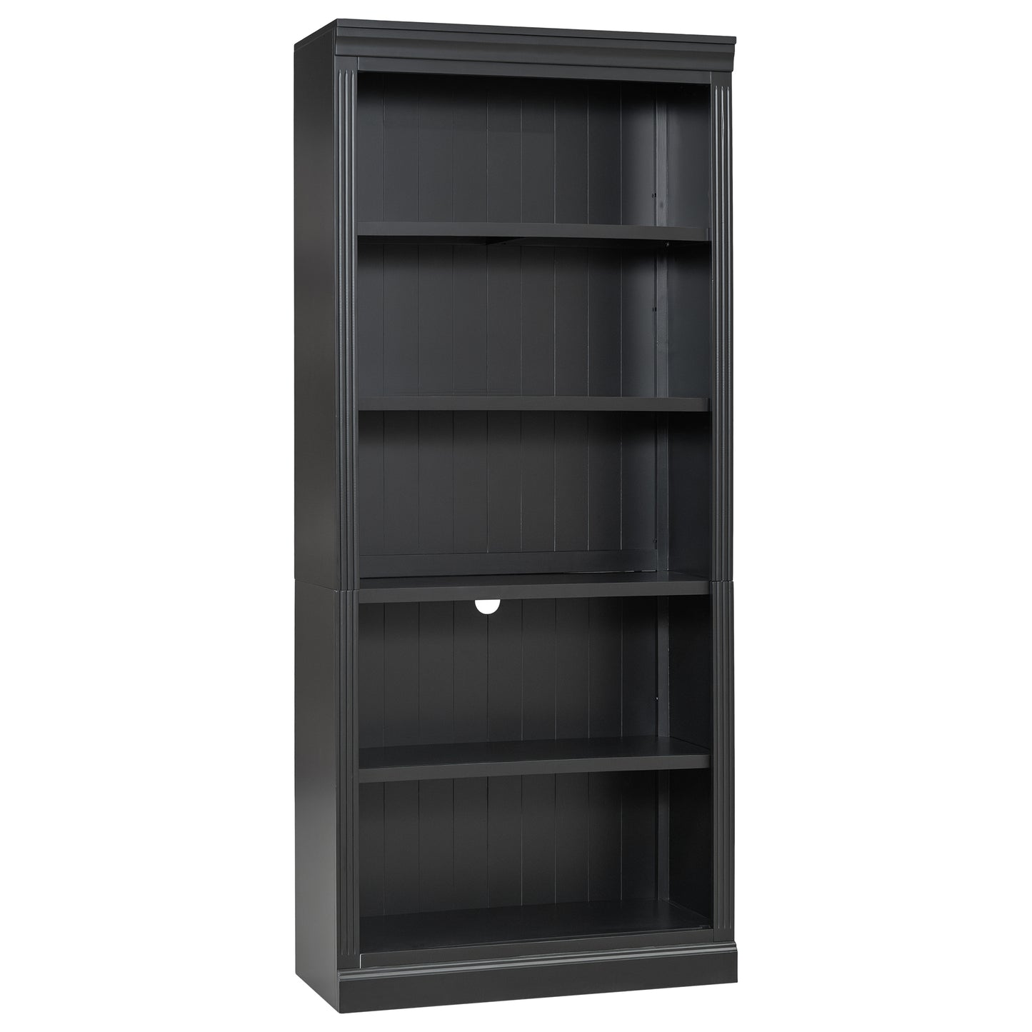 Wood Bookcase with Adjustable 5-Tier Shelves - Black