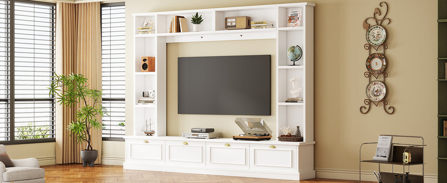 ON-TREND Large Wall Unit Entertainment Center, White