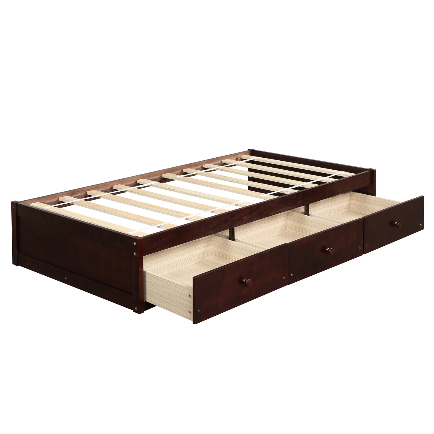 Orisfur. Twin Size Platform Storage Bed with 3 Drawers