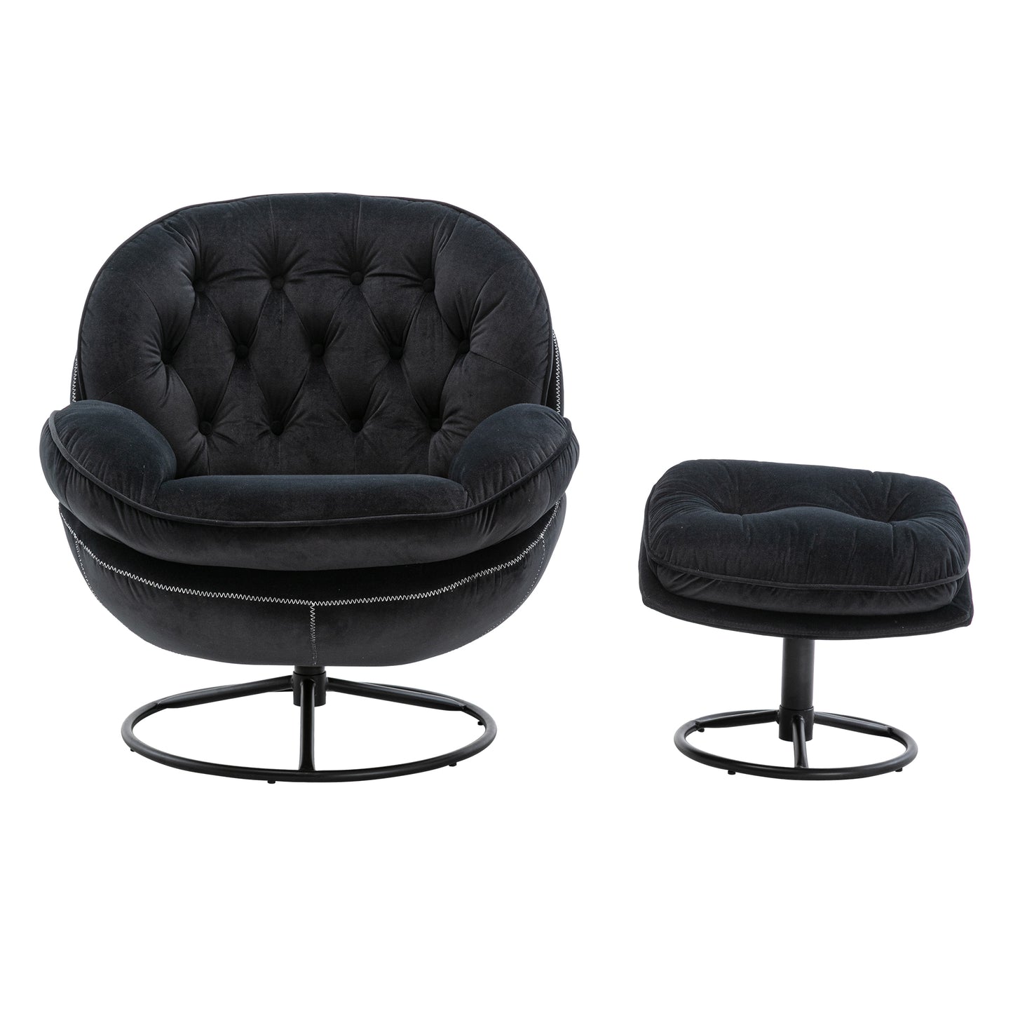 Accent chair with Ottoman - Black