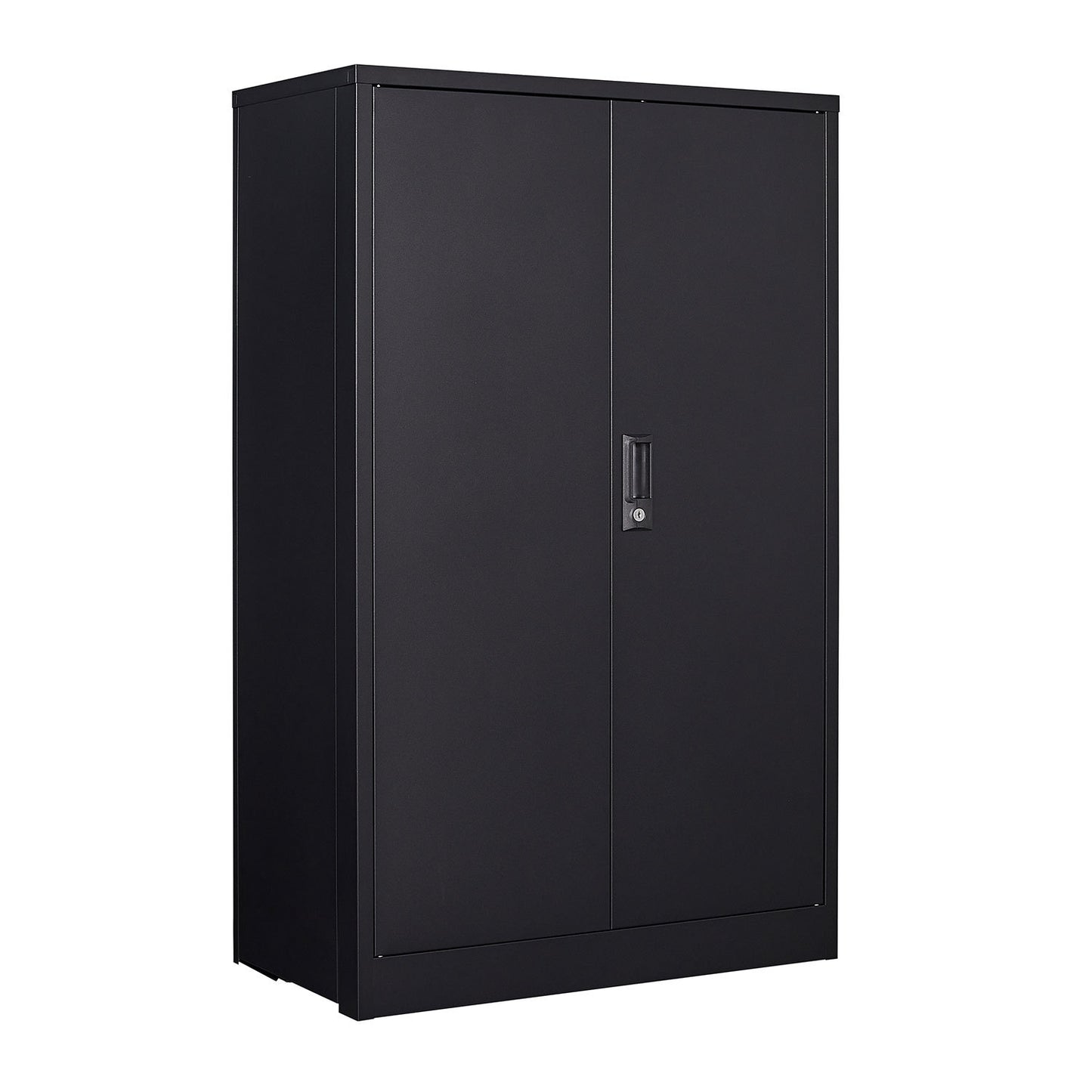 Metal storage cabinet with locking doors