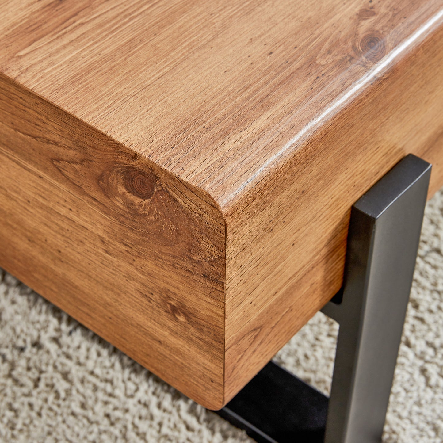 Rustic MDF Coffee Table with Metal Legs