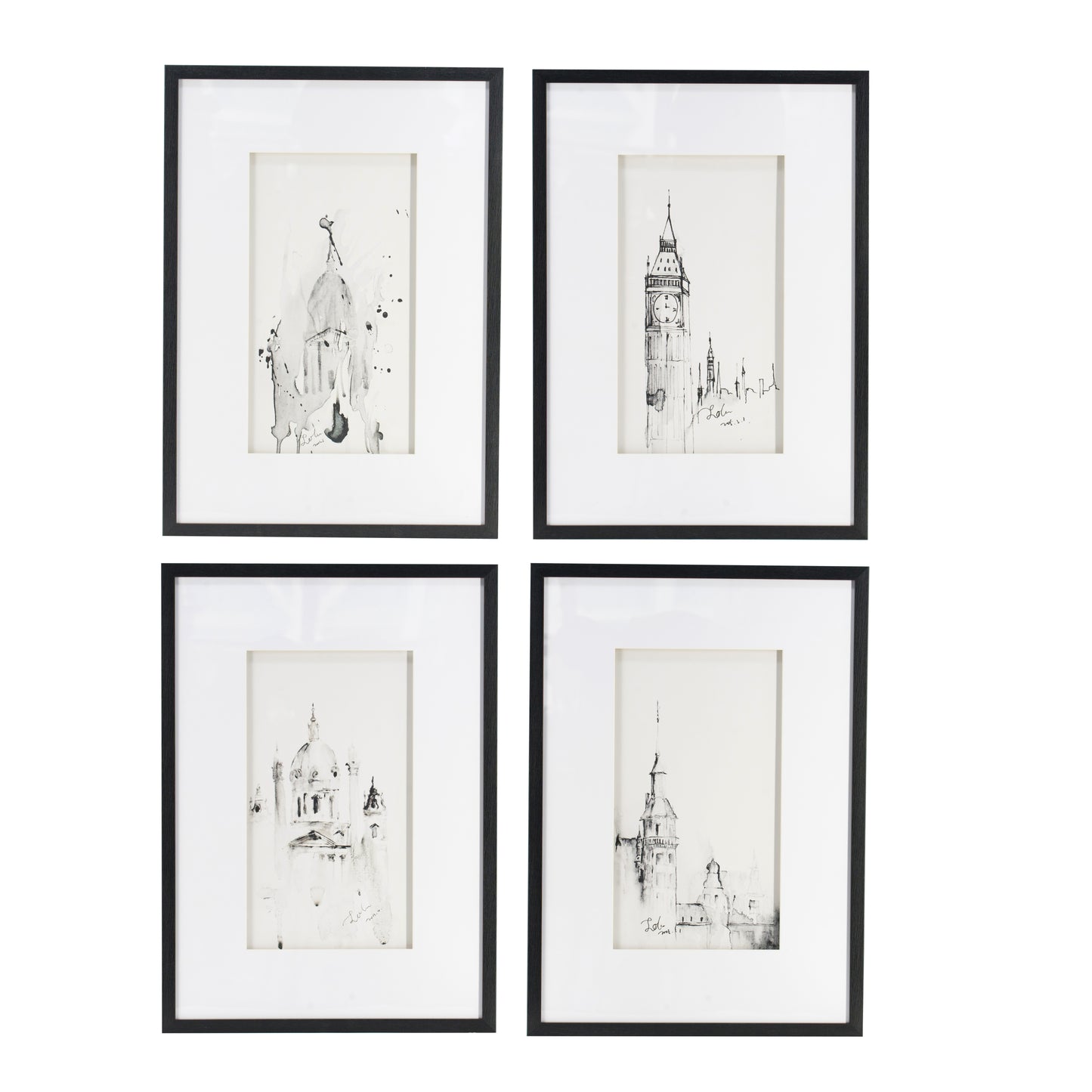 Set of 4 Architecture Wall Art Prints, 20" x 28"