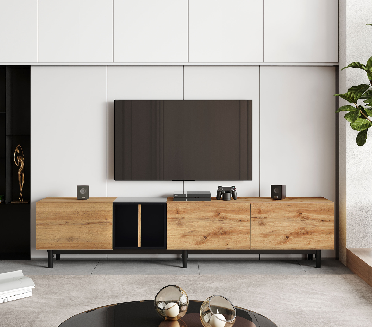 Modern TV stand with large storage