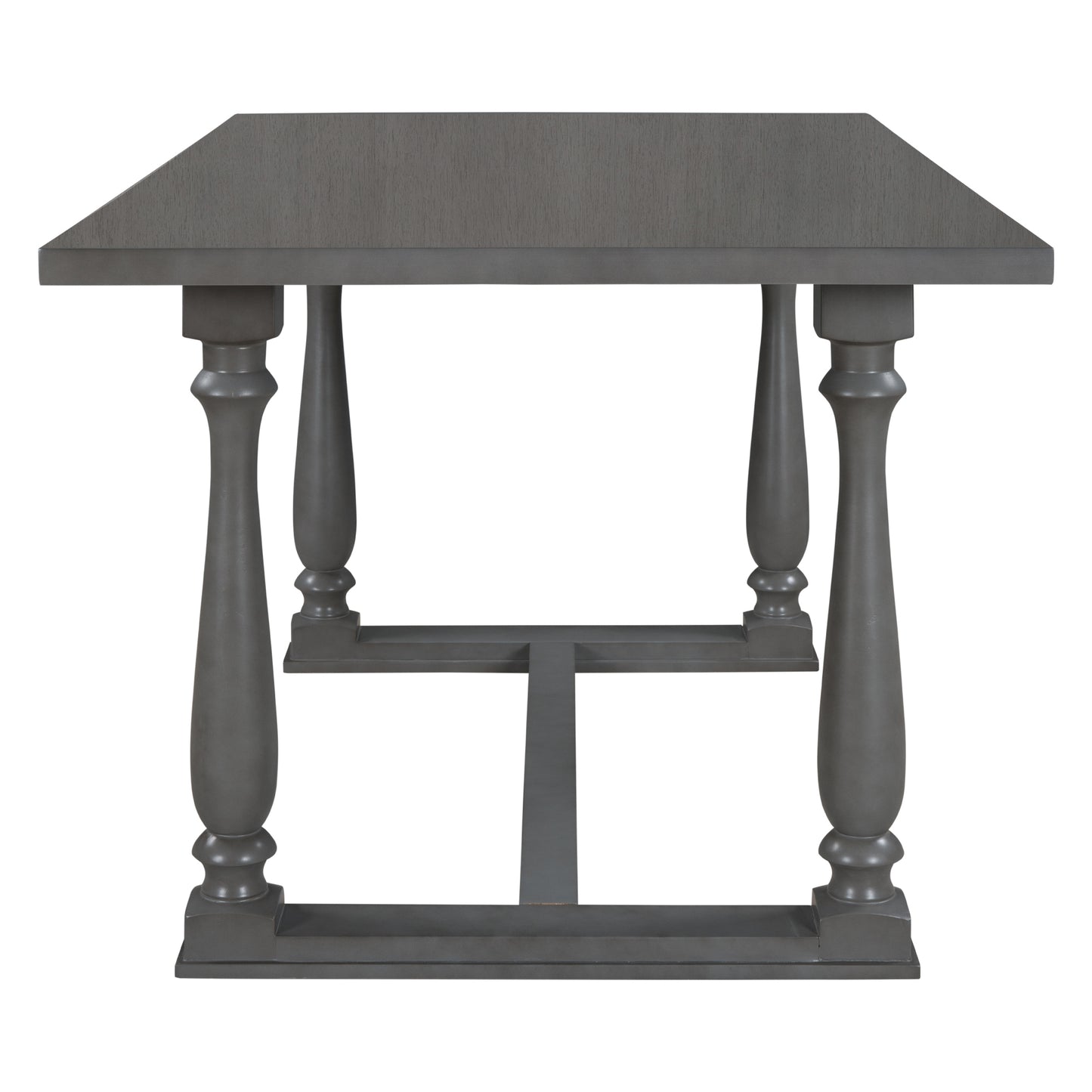 6-piece dining set with special-shaped legs and cushioned seats, gray