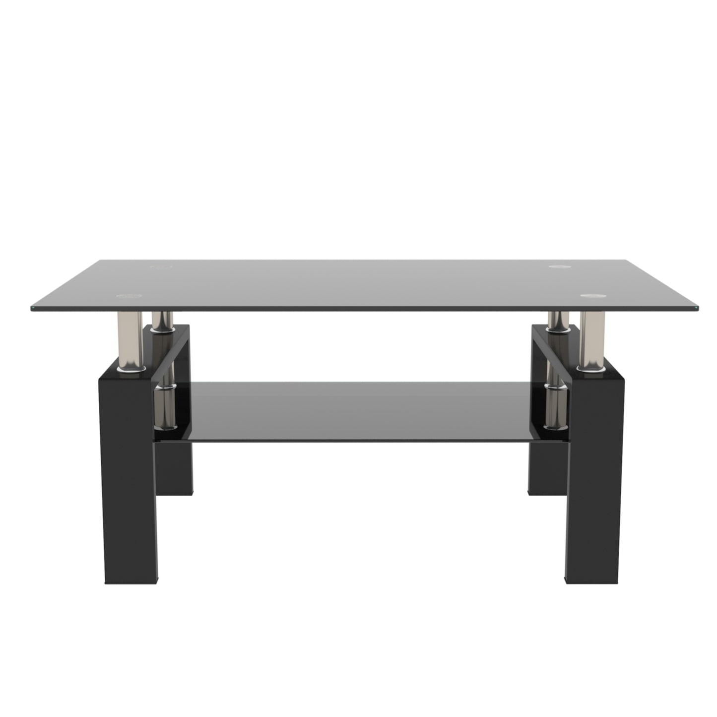 Rectangle Black Glass Coffee Table, Modern Design