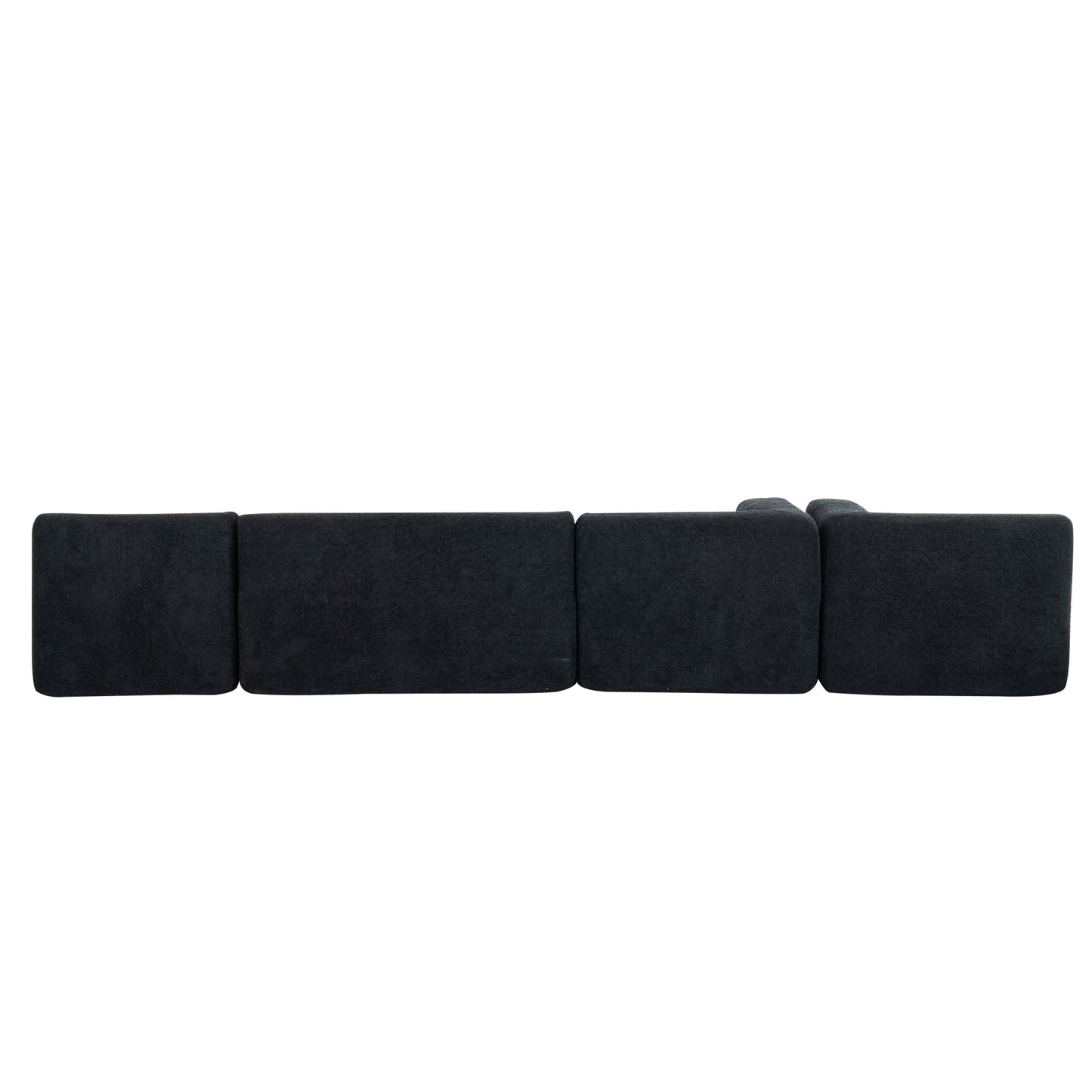 143.7 Upholstered Sofa with Chaise and Back Pillows, Black