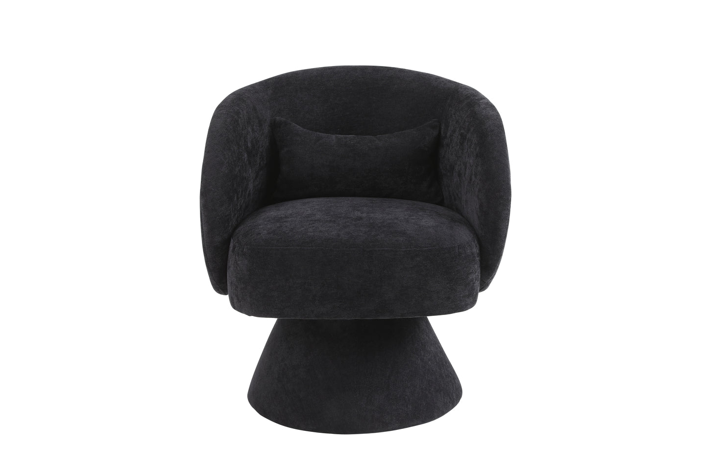 Swivel Accent Chair with a round barrel design for living rooms and bedrooms - Black