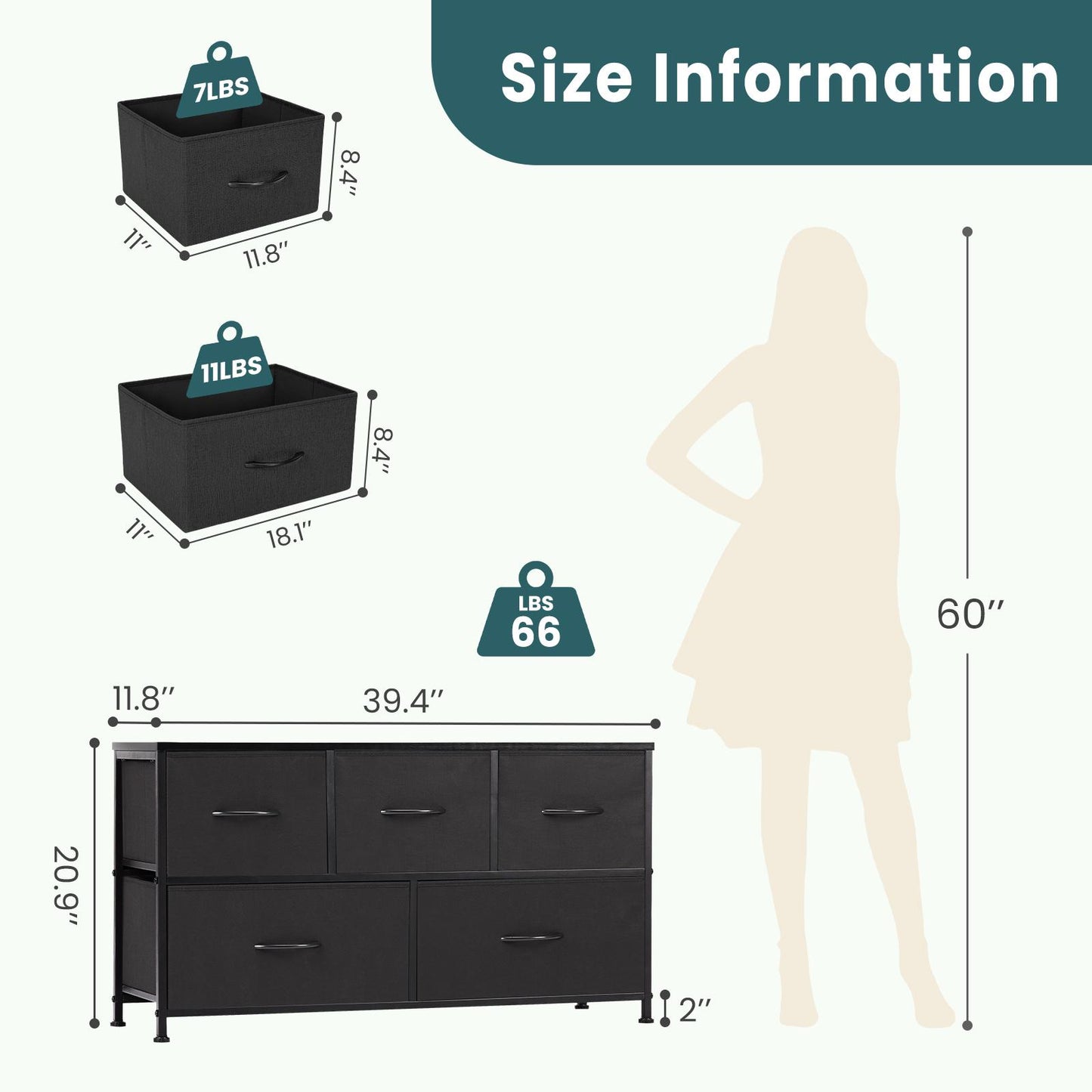 Fabric Storage Tower Dresser for Bedroom