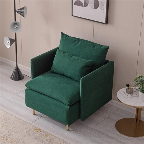Modern Emerald Fabric Accent Armchair, Cotton Linen, 30.7"