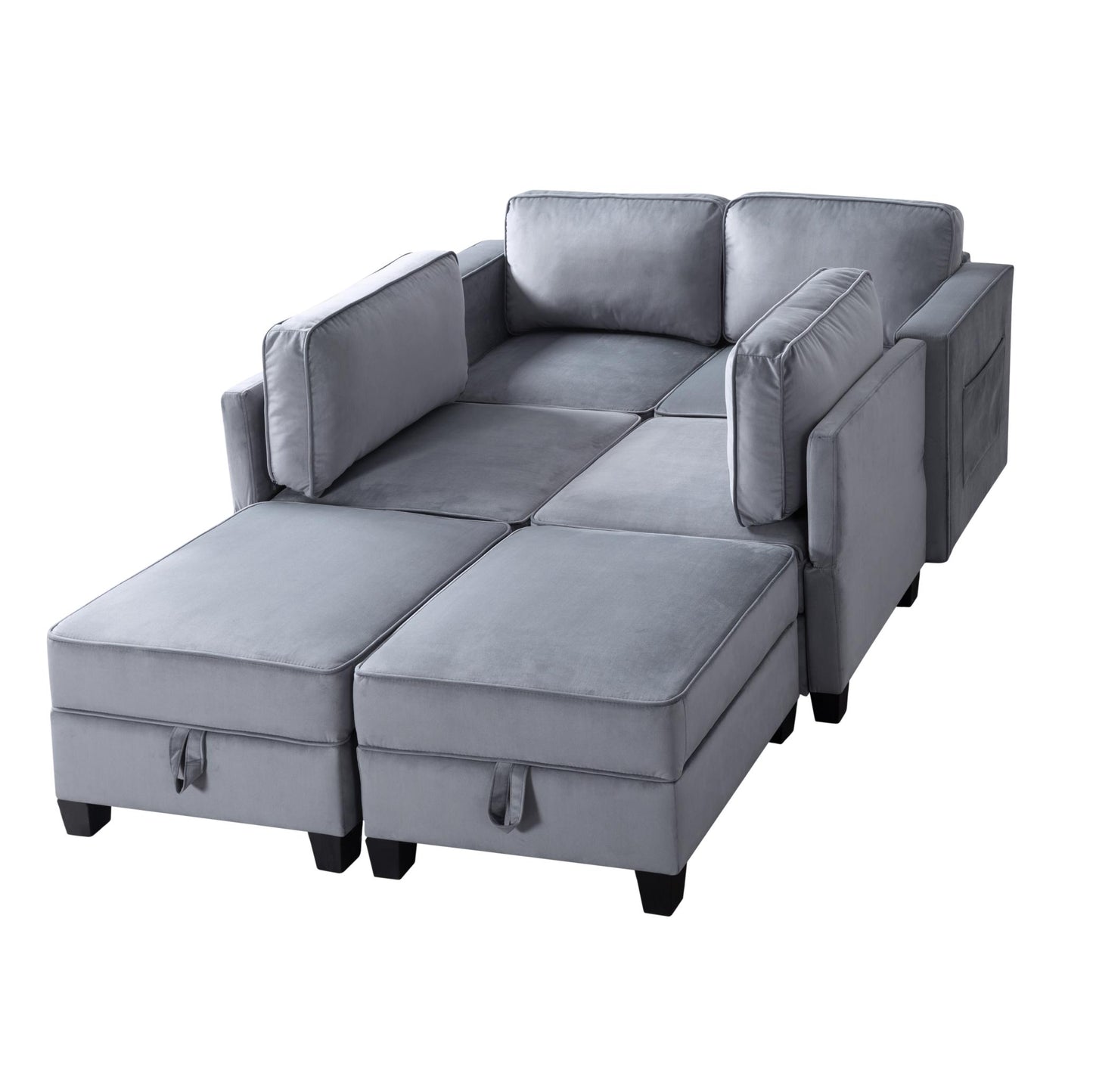 116” Square Arm Sectional Sofa