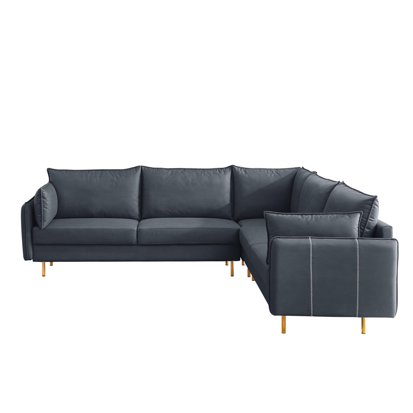 Dark Grey L-Shaped Technical Leather Sectional Sofa, 92.5x92.5"