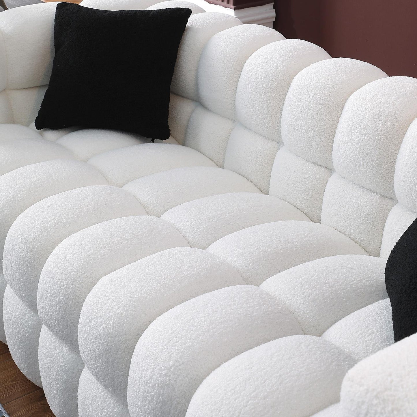 84.3" Marshmallow Boucle Sofa, 3-Seater, USA-Friendly Dimensions