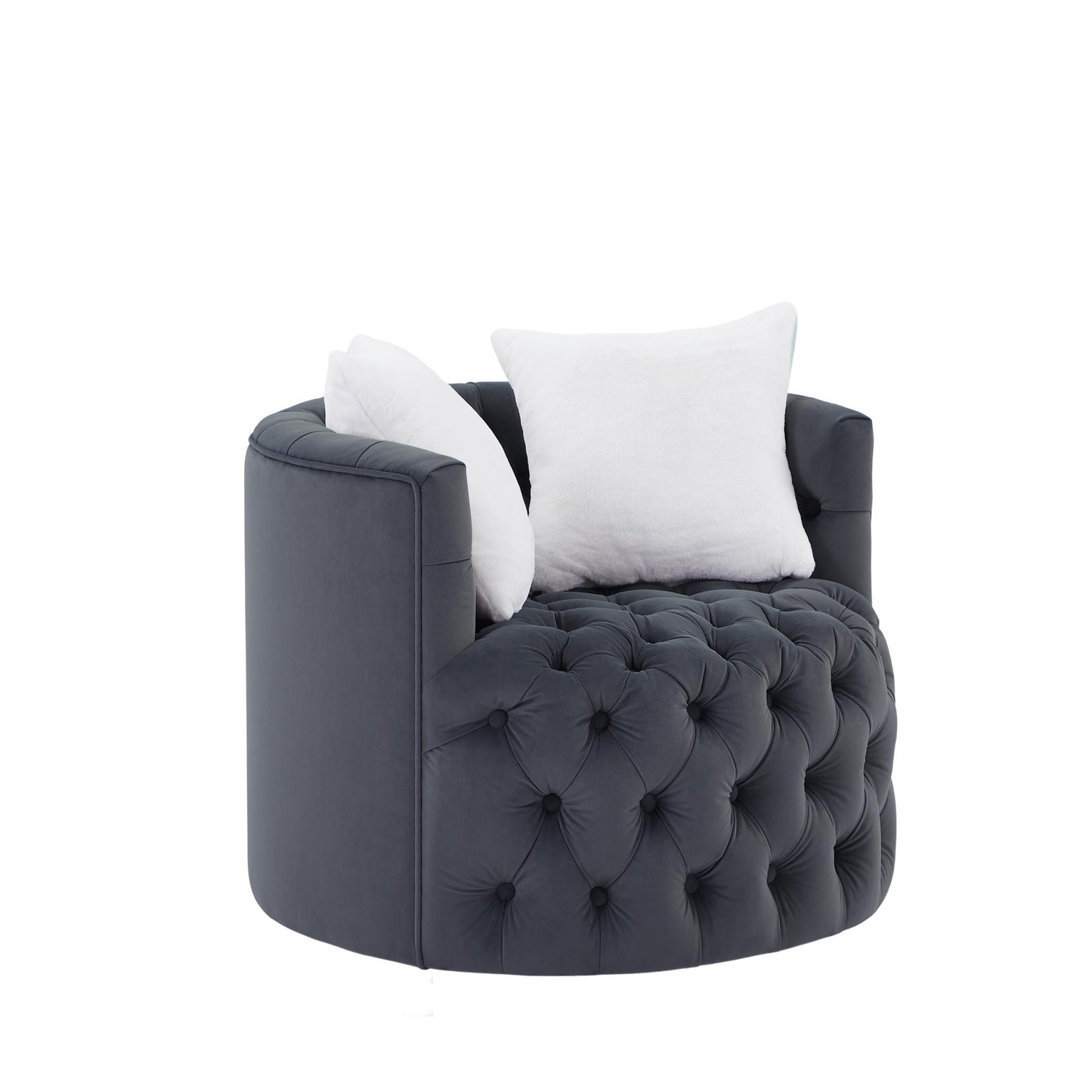 Modern Swivel Barrel Chair with Velvet Fabric, 360° Swivel Base