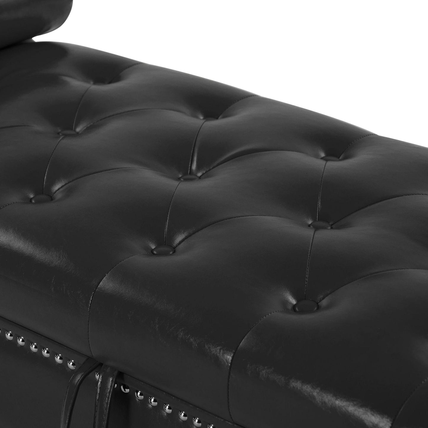 PU Leather Storage Bench with 2 Pillows and Hardware Feet