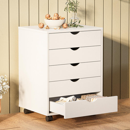Panana Wooden Tall Dresser with 5/7 Drawers and Wheels