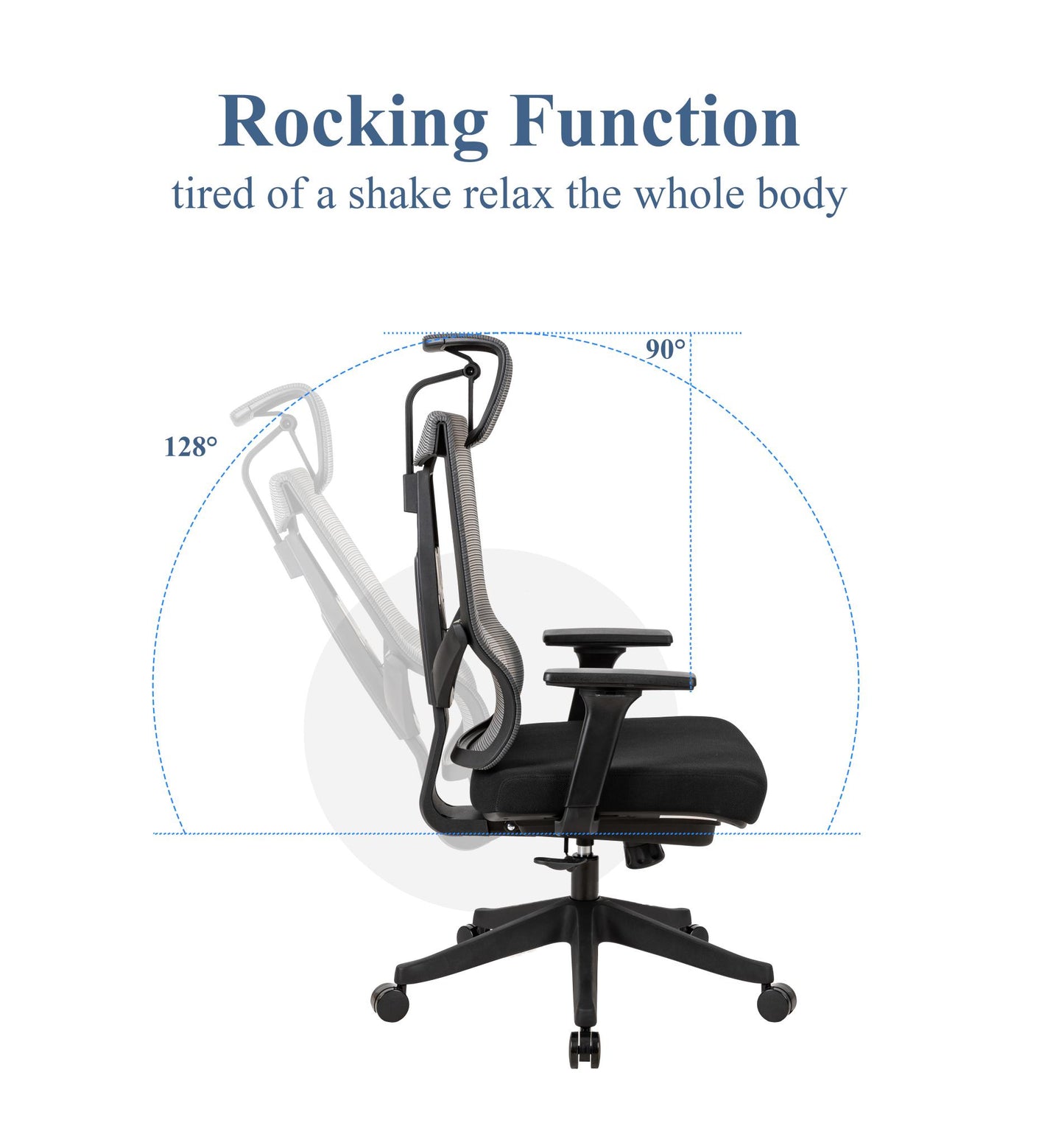 Executive Office Chair with Headrest, 2D Armrests, and Back Function
