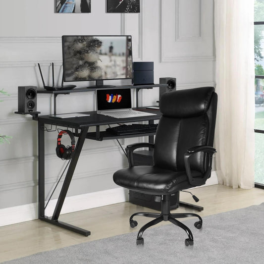 Office Desk Chair with PU Leather, Adjustable Height/Tilt, 360° Swivel, 300lbs Capacity